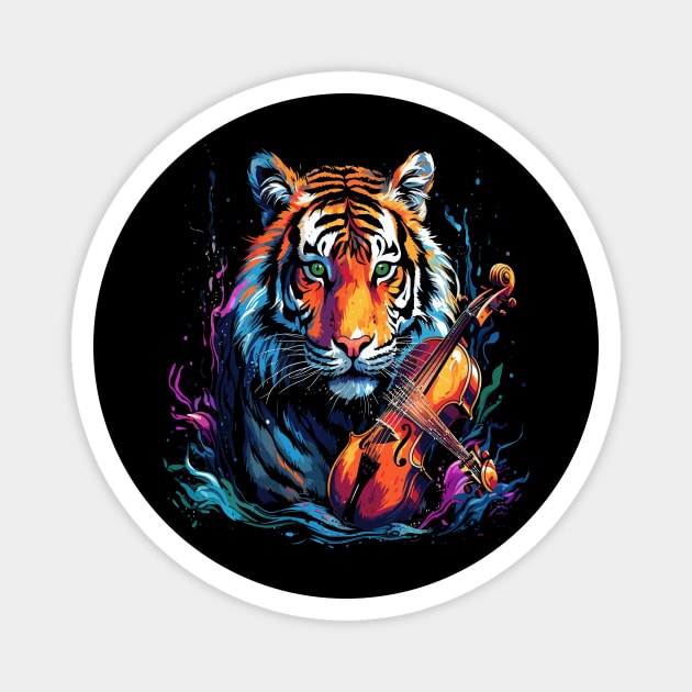 Siberian Tiger Playing Violin Magnet by JH Mart